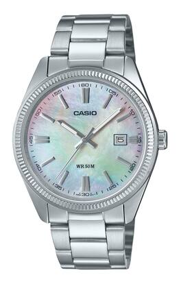 Casio - Standard Analog Ion Plated Stainless Steel Mother Of Pearl Quartz MTP-1302DS-7AV Men's Watch - Silver, Mother Of Pearl
