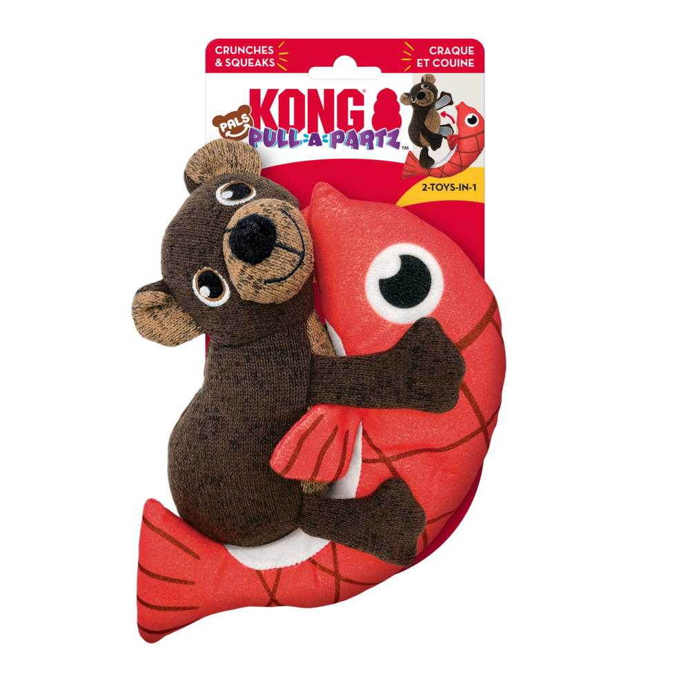 KONG Pull A Partz Pals Bear Dog Toy in Medium Red|Brown - Best Buy