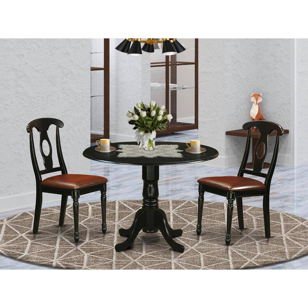 Back. East West Furniture - 3 Pc Dining room set-Dinette Table and 2 dinette Chairs - Black.