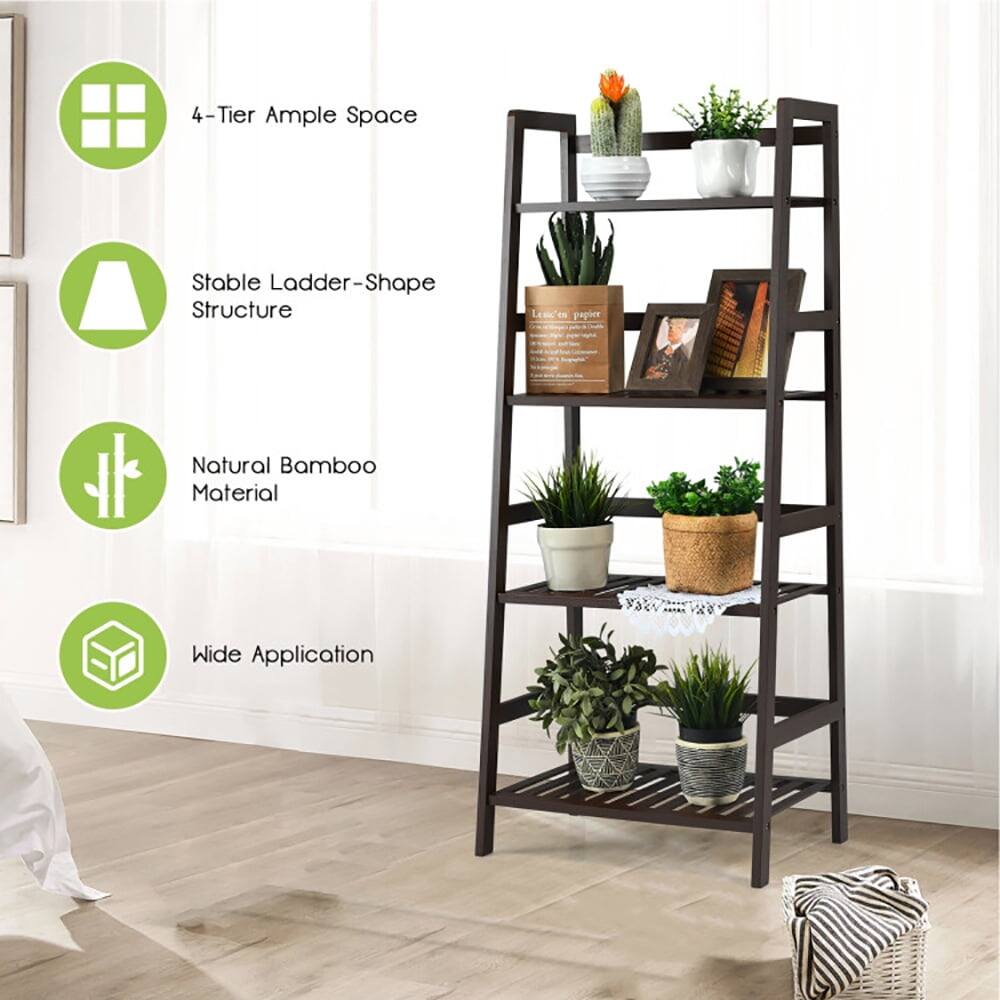 4-Tier Ample Space  
Stable Ladder-Shape Structure  
Natural Bamboo Material  
Wide Application