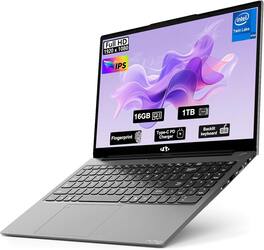 NIMO - 15.6" FHD IPS Student Laptop 16GB RAM 1TB SSD, 4 Cores 13th Gen Intel N150 3.6GHz Fingerprint Wi-Fi 6 - Gray