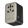 Momax - Universal Travel Adapter 70W GaN, 3 USB-C& 2 USB-A International Power Adapter 6-in-1 for UK/US/AUS/JP - Titanium Gold