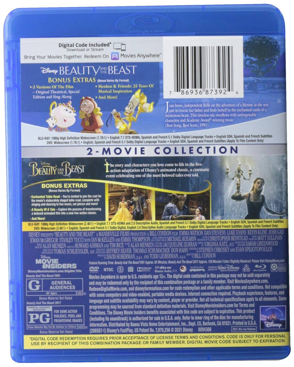 Alt View 1. Beauty and the Beast (1991) / Beauty and the Beast (2017)   - BLU-RAY.