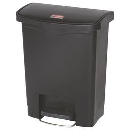RubberMaid - Slim Jim Streamline Resin Step-On Container, Front Step Style, 8 gal, Polyethylene, Black