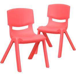 Emma + Oliver - 2 Pack Plastic Stackable School Chair with 12"H Seat, Preschool Seating - Red