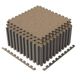 Costway - 25 Pack-100 Sq.Ft. Foam Floor Tiles Interlocking Carpet Tiles with Edge Borders - Light Brown