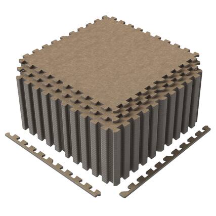 Front. Costway - Costway 25 Pack-100 Sq.Ft. Foam Floor Tiles Interlocking Carpet Tiles with Edge Borders - Light Brown.