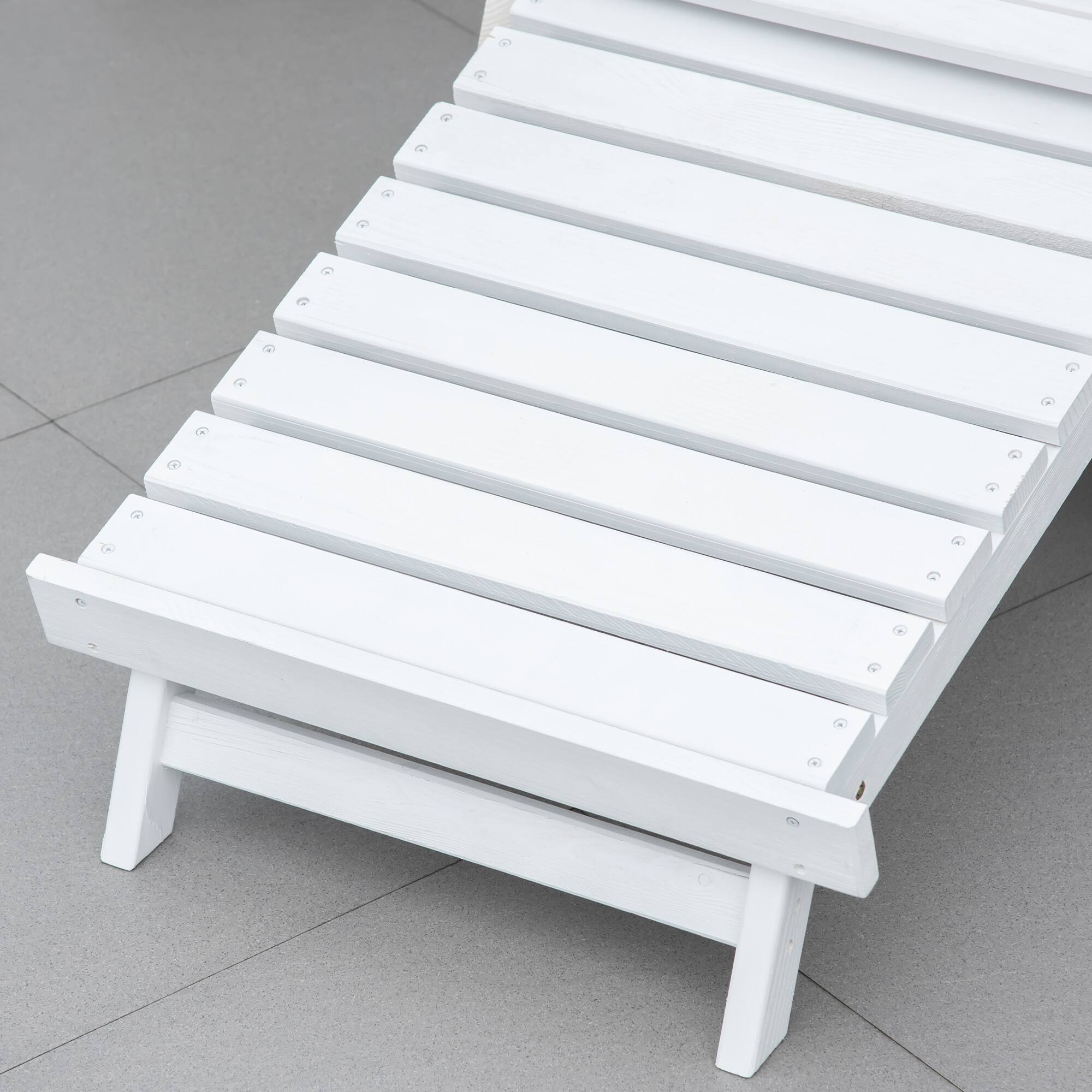 Alt View 8. Outsunny - Folding Adirondack Chair with Pull Out Ottoman, Outdoor Fir Wood Fire Pit Chair with Footrest - White.