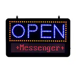 Alpine Industries - 22" x 13" LED Programmable Message Board Open Sign - Black