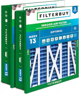 Filterbuy - 24x24x5 MERV 13 Smoke & Allergy Defense, Pleated HVAC AC Furnace Air Filters for Honeywell Return Grille (2-Pack) - Blue