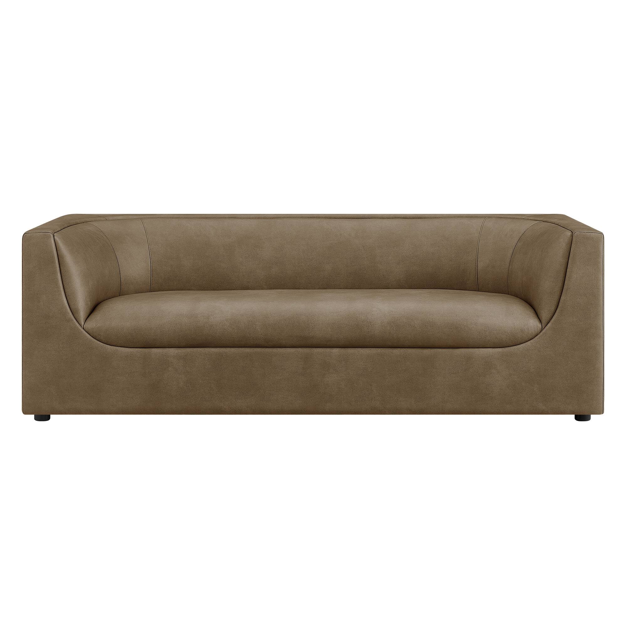 Alt View 5. Modway - Hilda 86" Curved Back Vegan Leather Sofa by Modway - Mushroom.
