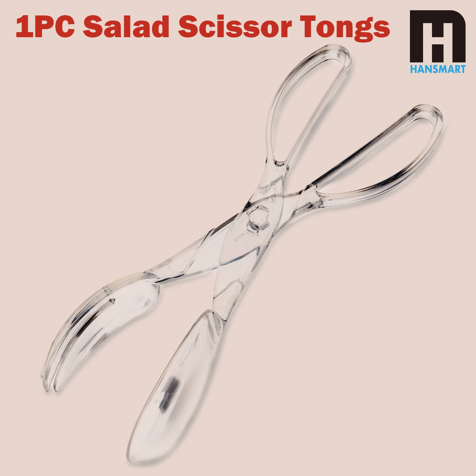 Hansmart - Salad Tong Food Clip Compact Kitchen Barbecue Serving Tong Bread Steak Meat Picker - Transparent