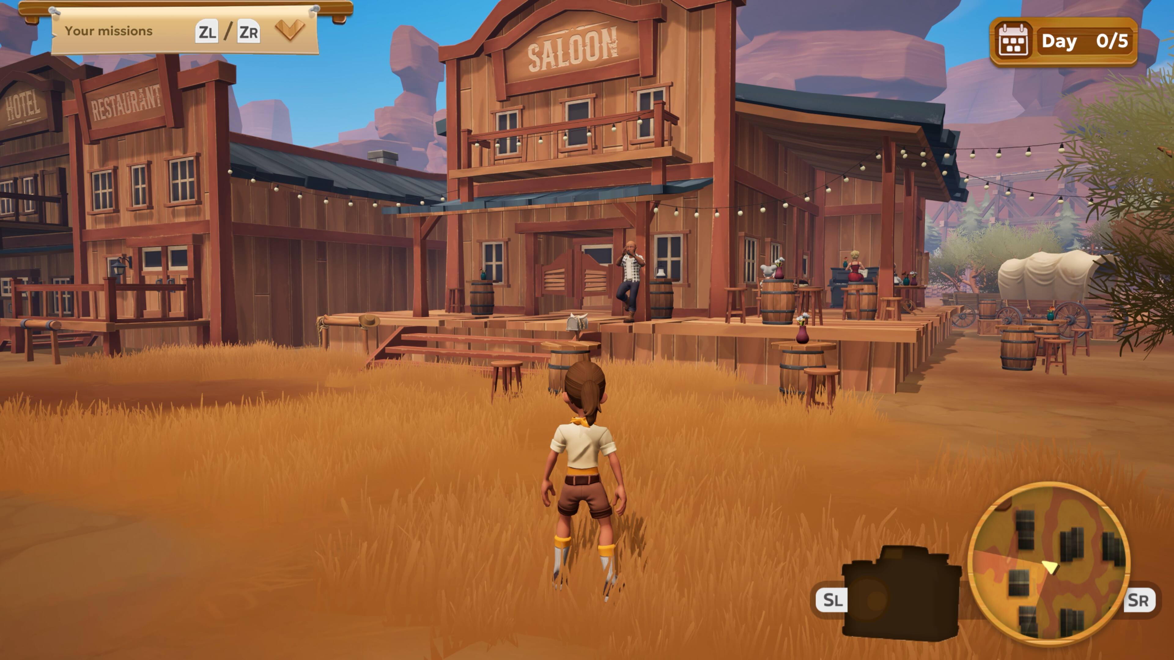 HOTEL, RESTAURANT, SALOON, Your missions, Day 0/5, ZL, ZR, SL, SR