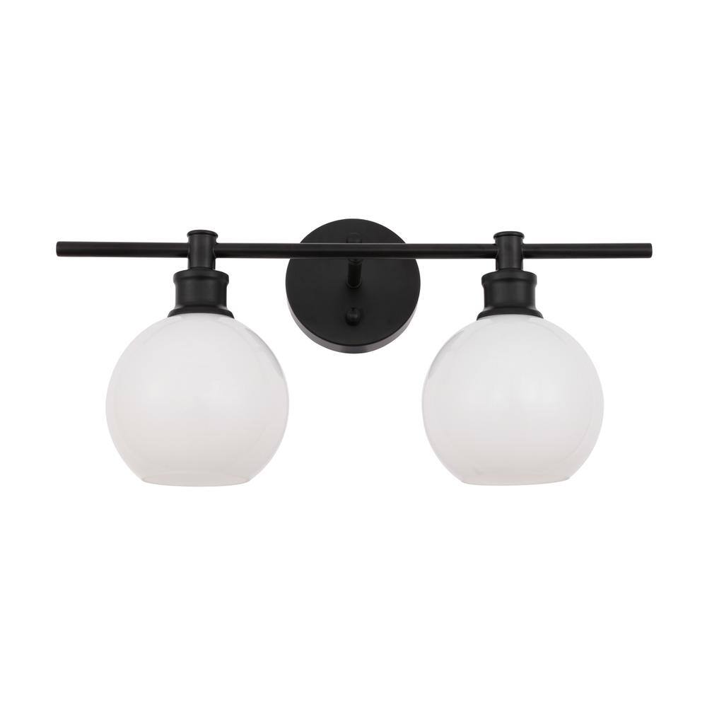 Left. Living District - Collier 2 light Black and Frosted white glass Wall sconce - Black And Frosted White Glass.