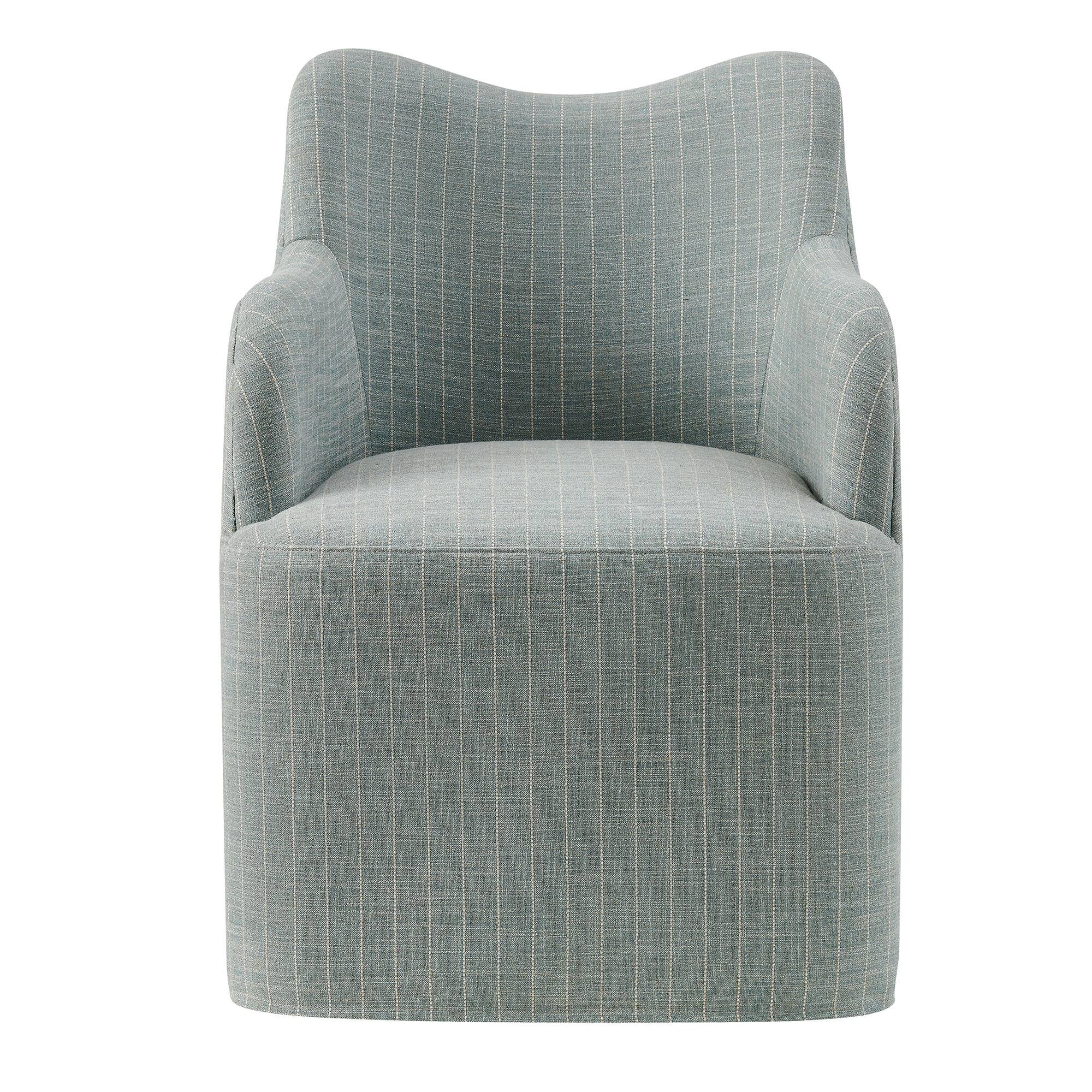 Alt View 4. Modway - Cordelle Linen Blend Swivel Dining Chair by Modway - Spa Blue Stripe.