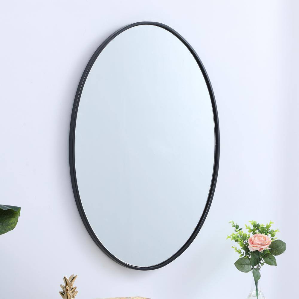 Alt View 8. Elegant Decor - Metal frame oval mirror 34 inch in Black - Black.