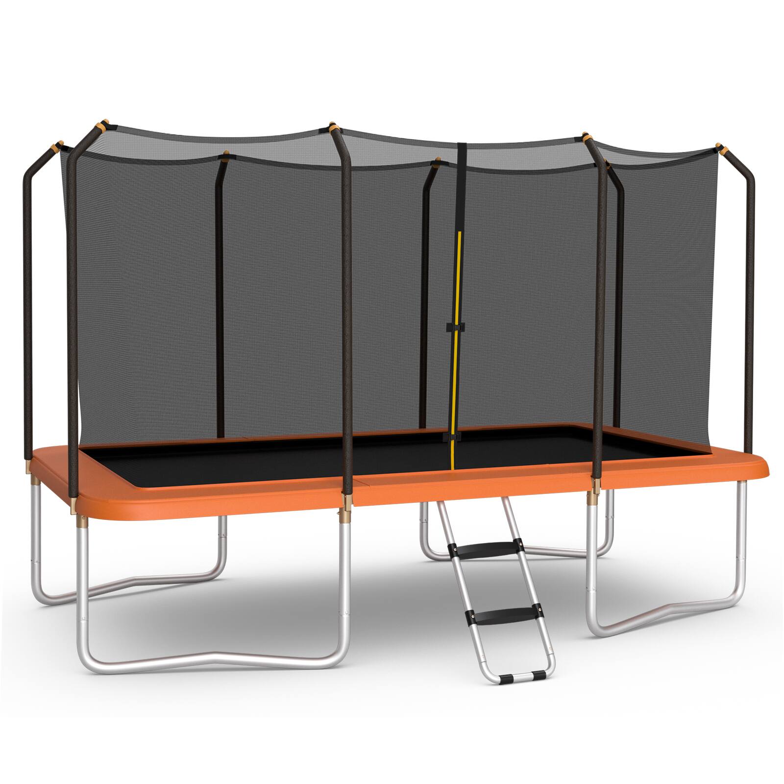 Front. Costway - Costway 8 x 14 FT Rectangular Recreational Trampoline W/ Safety Enclosure Net Ladder Outdoor - Orange.