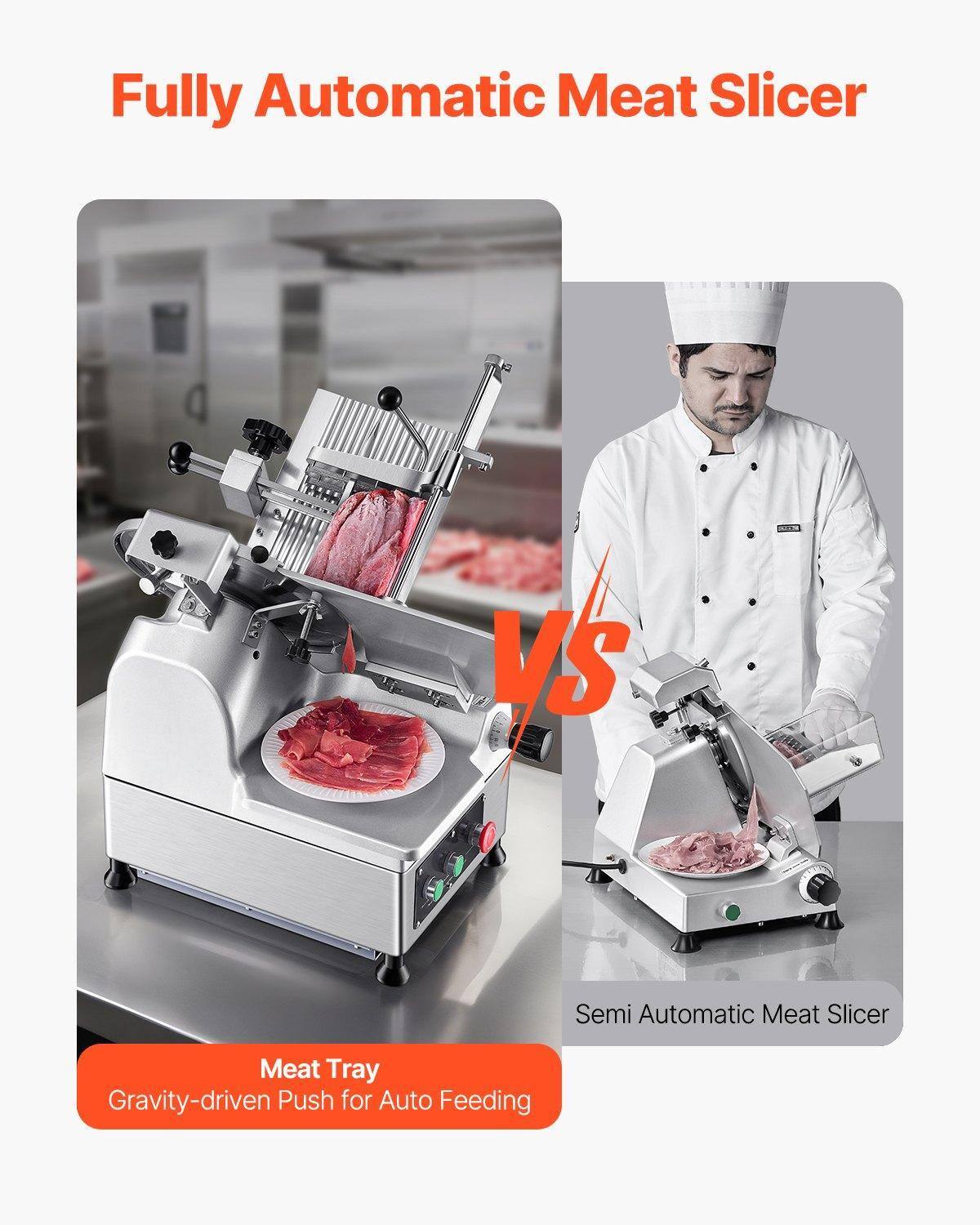 Fully Automatic Meat Slicer vs Semi Automatic Meat Slicer

Meat Tray
Gravity-driven Push for Auto Feeding