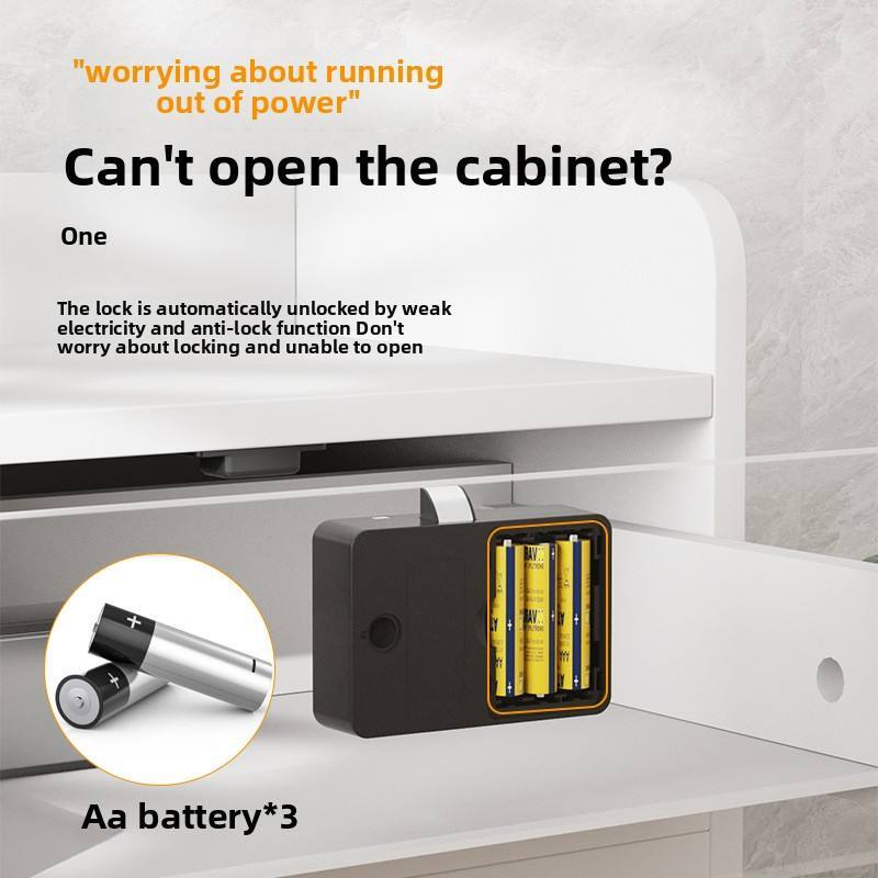 "worrying about running out of power"

Can't open the cabinet?

One

The lock is automatically unlocked by weak electricity and anti-lock function. Don't worry about locking and unable to open.

Aa battery*3