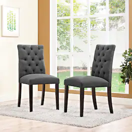 Duchess Fabric Dining Chair Set of 2 by Modway - Gray