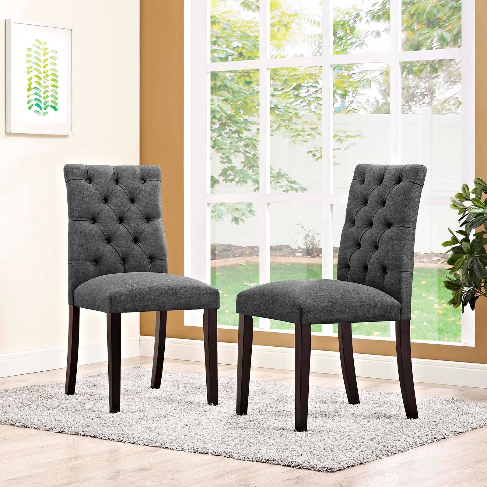 Front. Modway - Duchess Fabric Dining Chair Set of 2 by Modway - Gray.