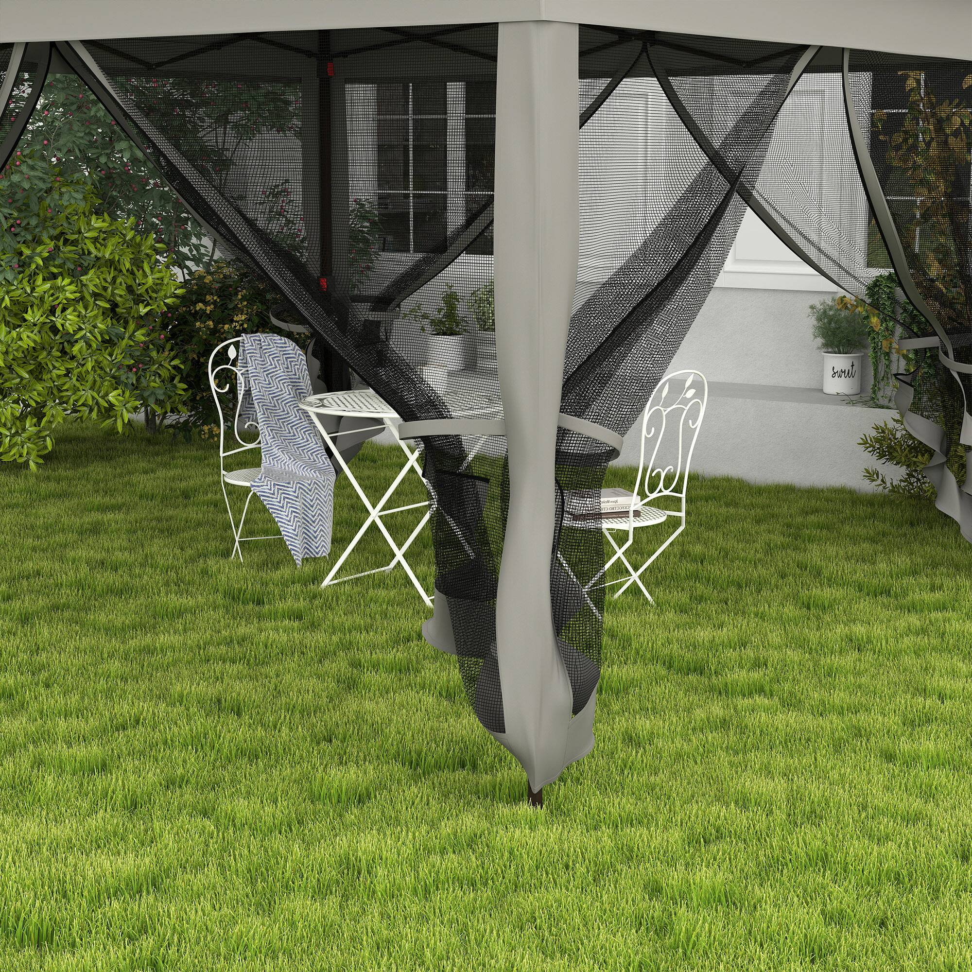 Alt View 8. Outsunny - 11' x 11' Pop Up Canopy, Outdoor Patio Gazebo Shelter with Removable Zipper Netting, Instant Event Tent - Dark Gray.