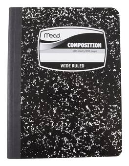 Mead - 7-1/2 in. W X 9-3/4 in. L Wide Ruled Stitched Black Composition Book