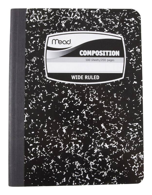 Mead - 7-1/2 in. W X 9-3/4 in. L Wide Ruled Stitched Black Composition Book