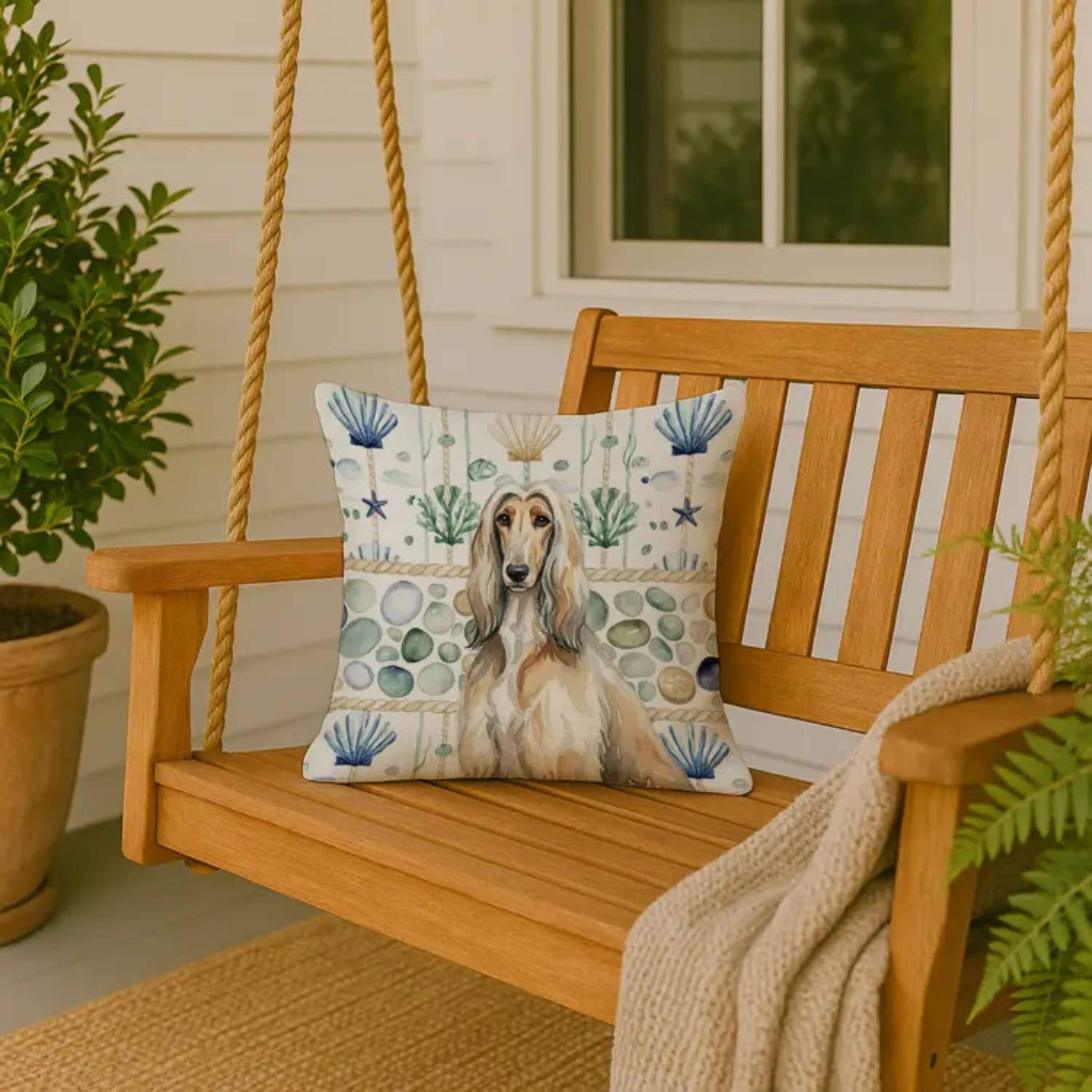Left. Kitcheniva - 18" x 18" Coastal Sea Design Throw Pillow Home Decor Afghan Hound - Multicolor.