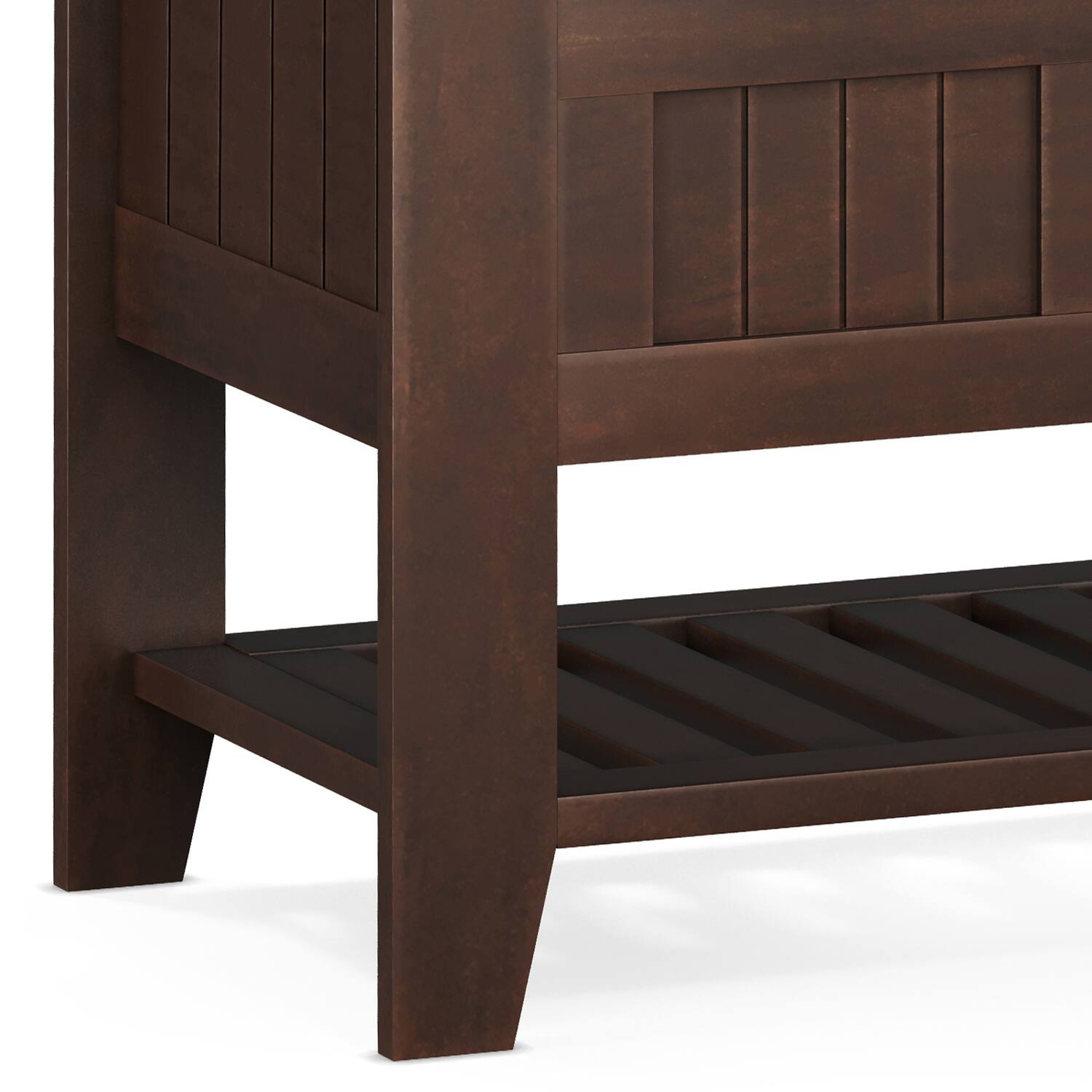 Alt View 8. Simpli Home - Acadian Solid Wood 48 inch Wide Storage Bench with Shelf and 36 inch Wide Storage Cabinet in Brunette Brown - Brunette Brown.
