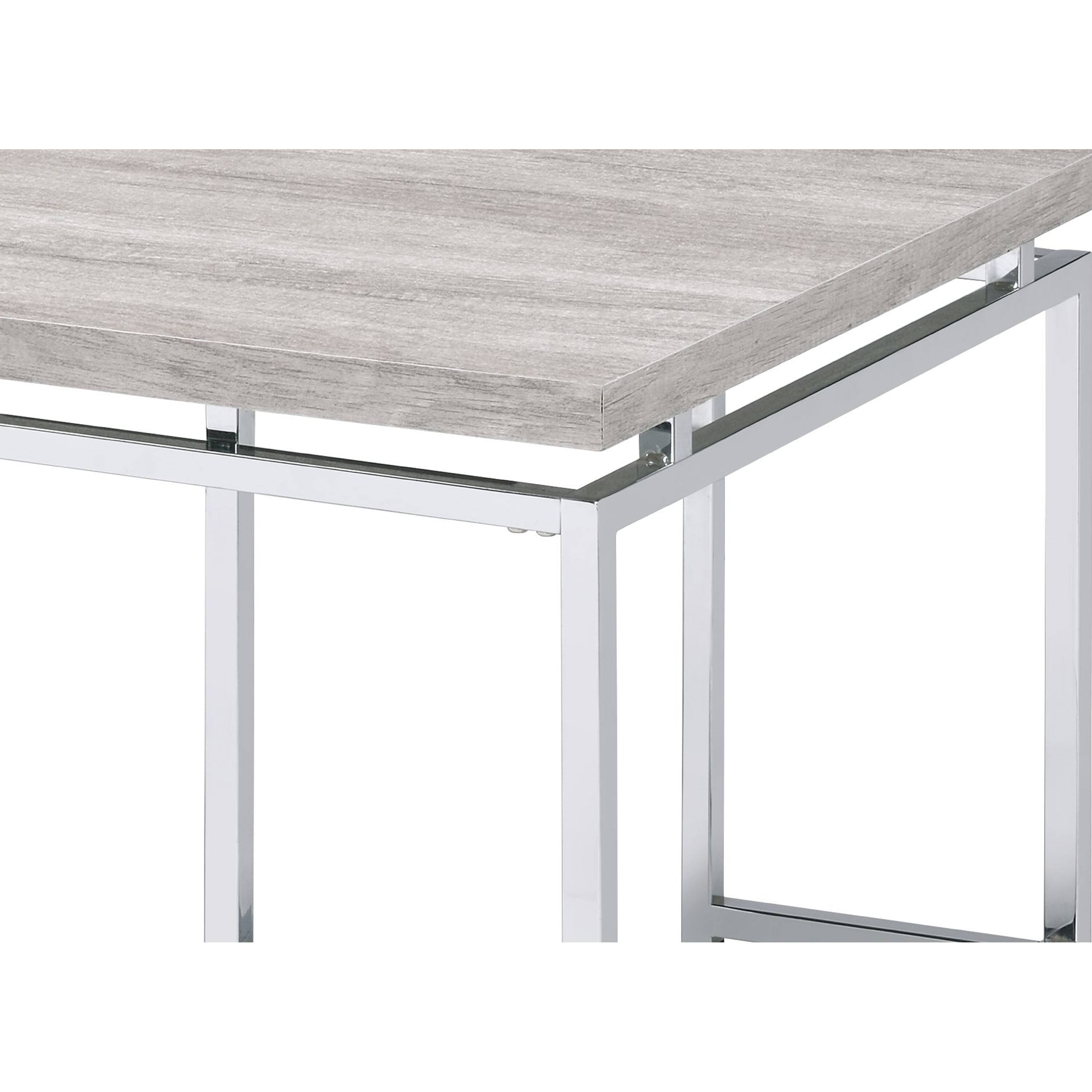 Alt View 3. Manhattan Lane - Coffee Table with Rectangular Tabletop and Metal Legs - Silver and Brown.