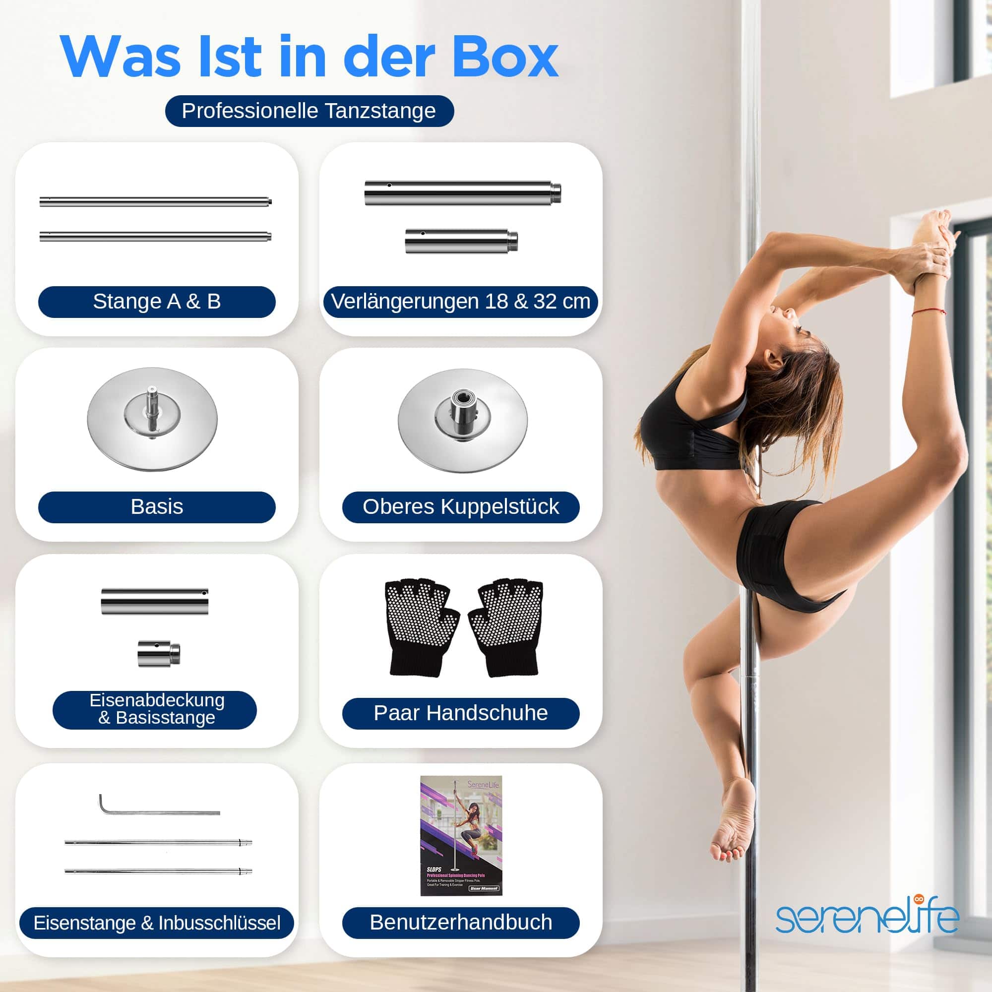 SereneLife Professional Spinning Dancing Pole Portable & Removable