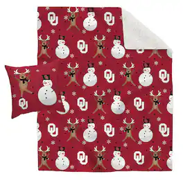 Pegasus - Oklahoma Sooners Holiday Reindeer Blanket and Pillow Combo Set - Multicolor
