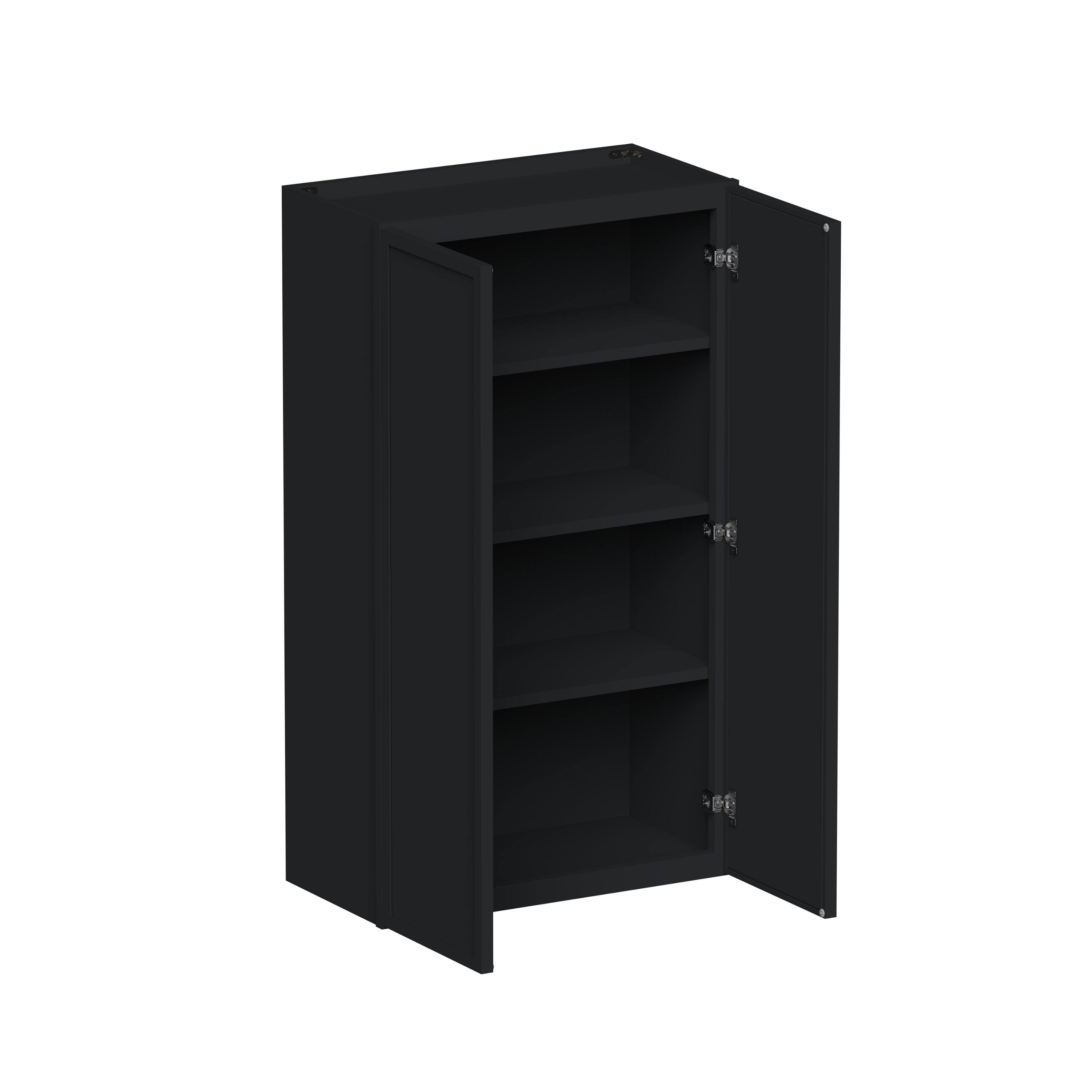 Angle. Boyel Living - 24-in W x 42-in H x 12-in D Shaker RTA Kitchen Wall Cabinet with Soft-Close - Black.