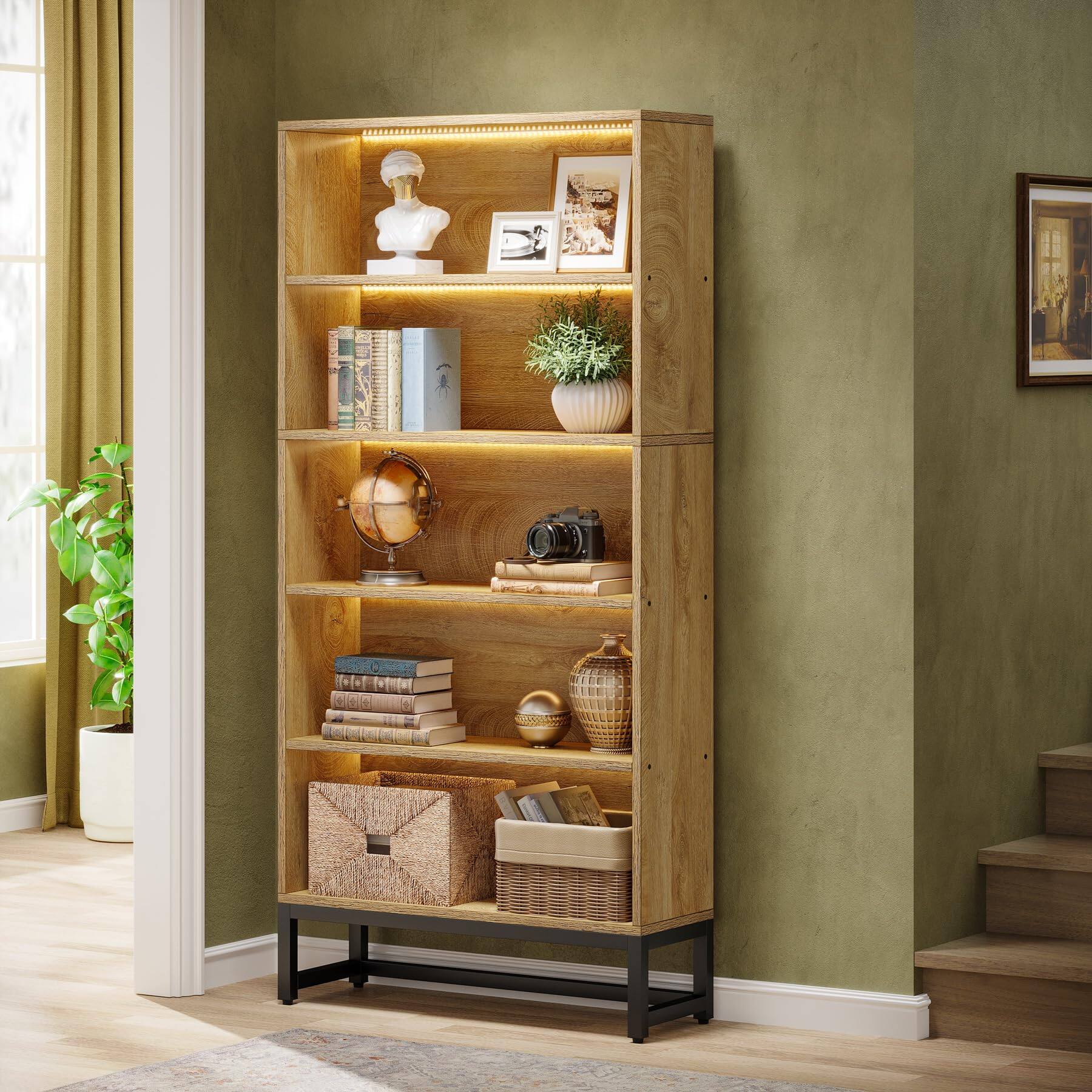 Tribesigns Tall Bookcase and Bookshelf, 70.8