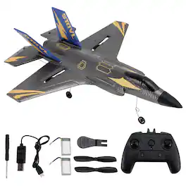 Topteng - KF605 4CH RC Glider–Dual Motors, Gyro, 2 Batteries, 30 Min Flight, EPP, Stainless Landing Gear, Fit for Kids & Beginners - Black