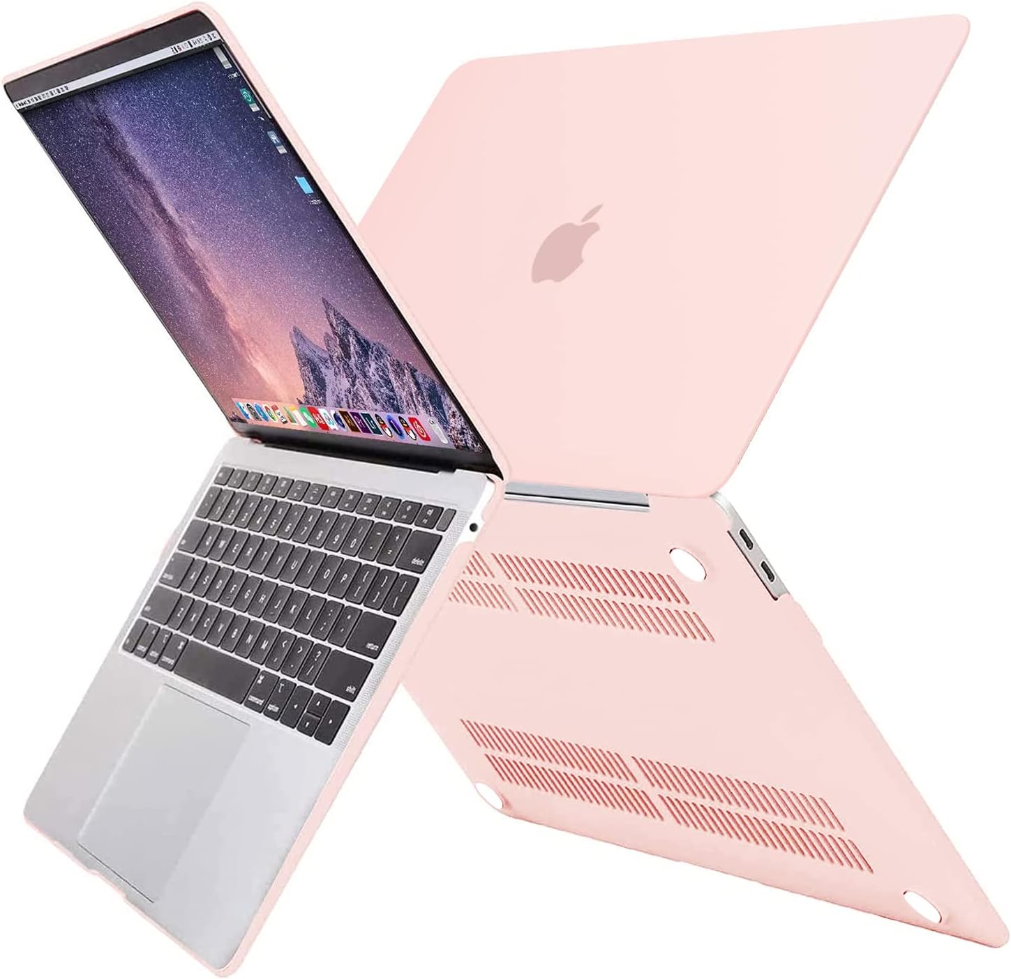 Back. mosiso - Case for MacBook Air 13 inch Case 2020 2019 2018 Release M1 A2337 A2179 A1932 with Touch ID with Keyboard Cover - Chalk Pink.