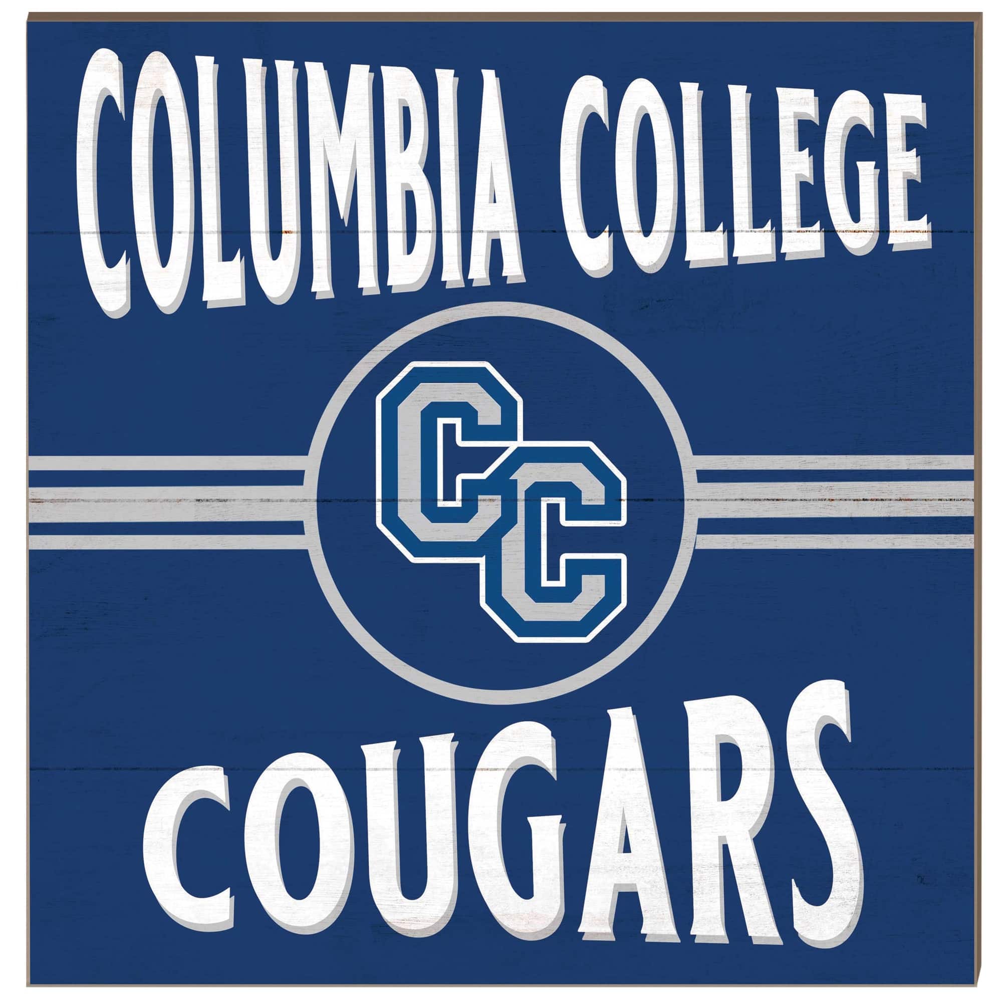 Jardine - Columbia College of Missouri Cougars 10'' x 10'' Retro Team Sign - Blue