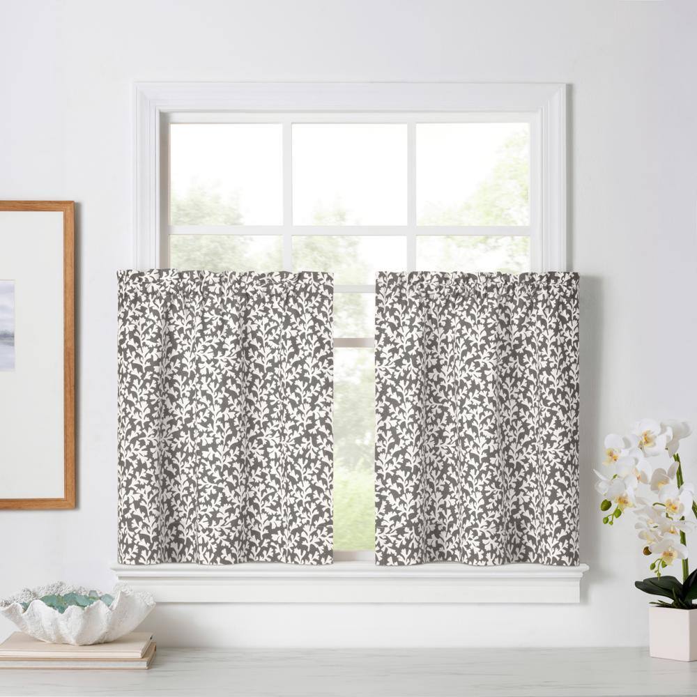 Angle. Ellis Curtain - Ellis Curtain Sea Tumble Window Treatment 1.5" Rod Pocket 100% Cotton Curtain Tiers 50" x 36" Grey - Grey.