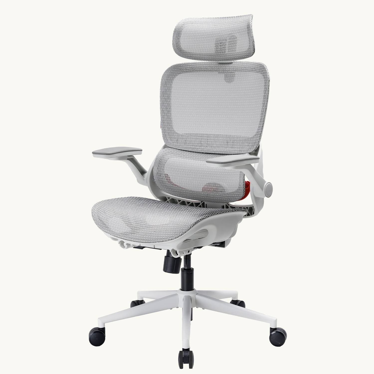 Left. SIHOO - B100 Pro Executive Chair, Office Chair With Adaptive Elastic Lumbar Support, 3D Ultra-Wide Headrest, 4D Arms - White.