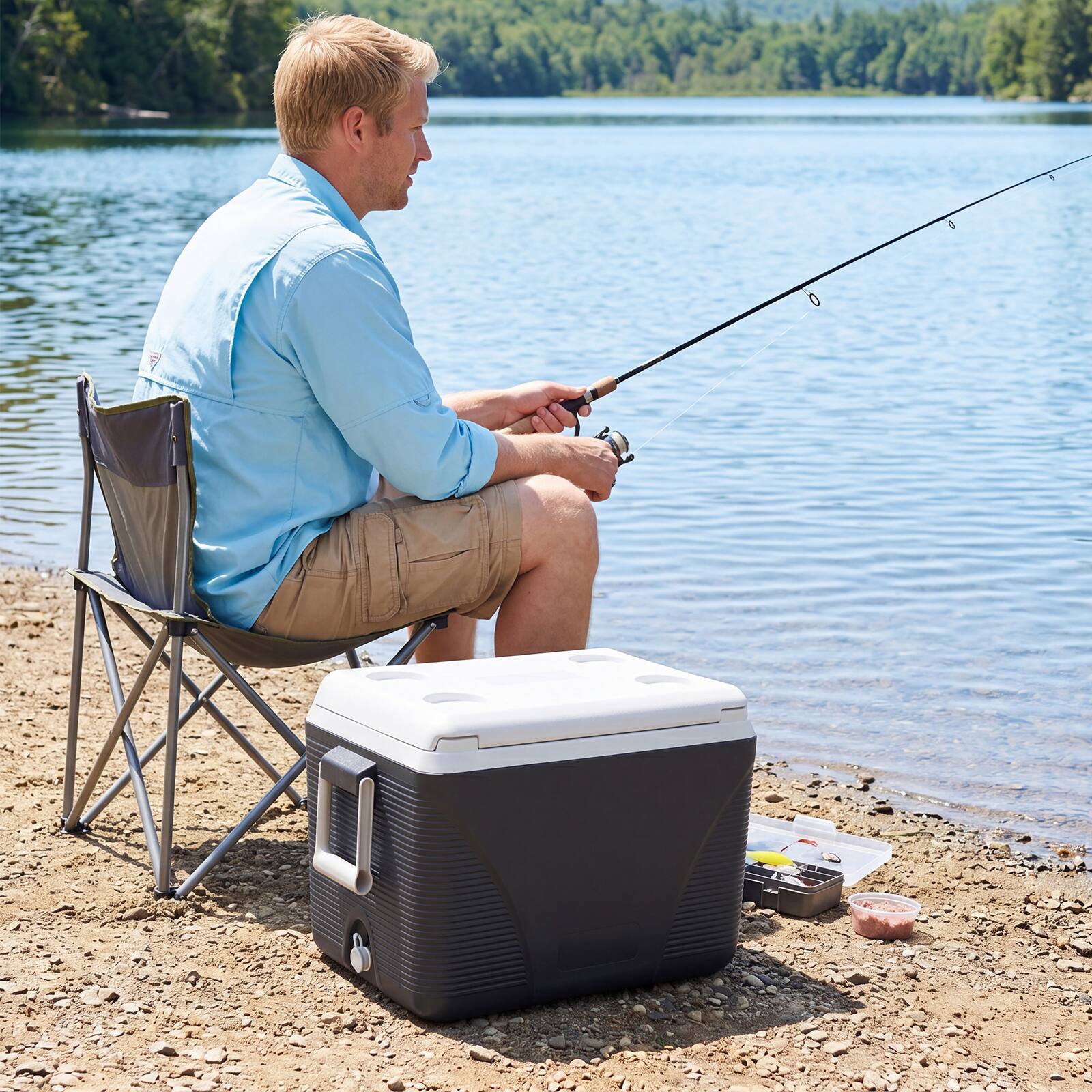 Alt View 4. Costway - Costway 43.3 Quart Portable Hard Cooler Injection Molded Insulated Ice Chest with Handles - Black.
