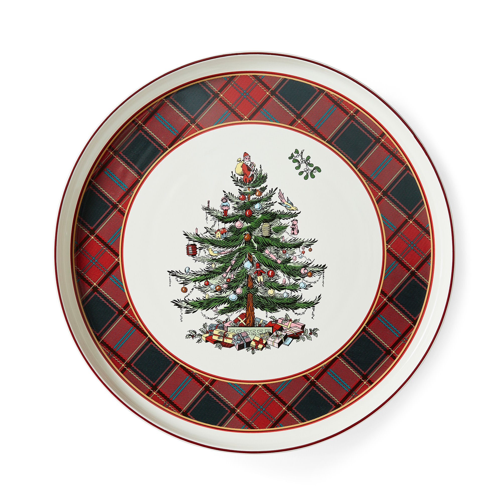Spode - Christmas Tree Tartan Lazy Susan 360-Degree Turntable - Multi-Color - Multicolored