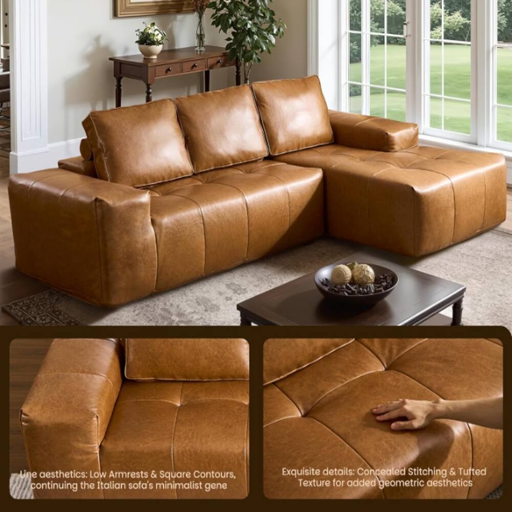 Line aesthetics: Low Armrests & Square Contours, continuing the Italian sofa's minimalist gene  
Exquisite details: Concealed Stitching & Tufted Texture for added geometric aesthetics