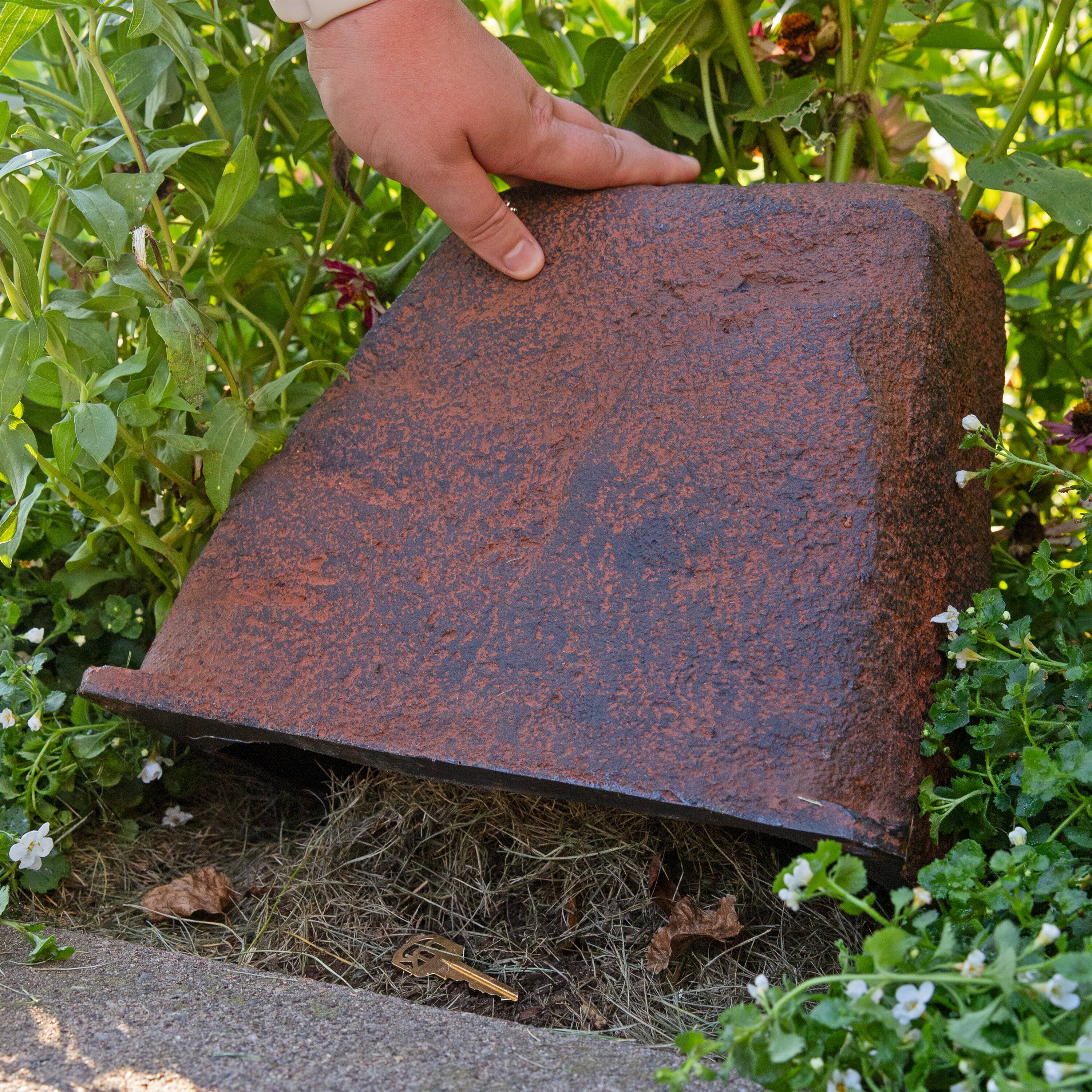 Alt View 9. Sunnydaze - Flat-Top Artificial Landscape Rock with Stakes - 2 Pack - Brown.