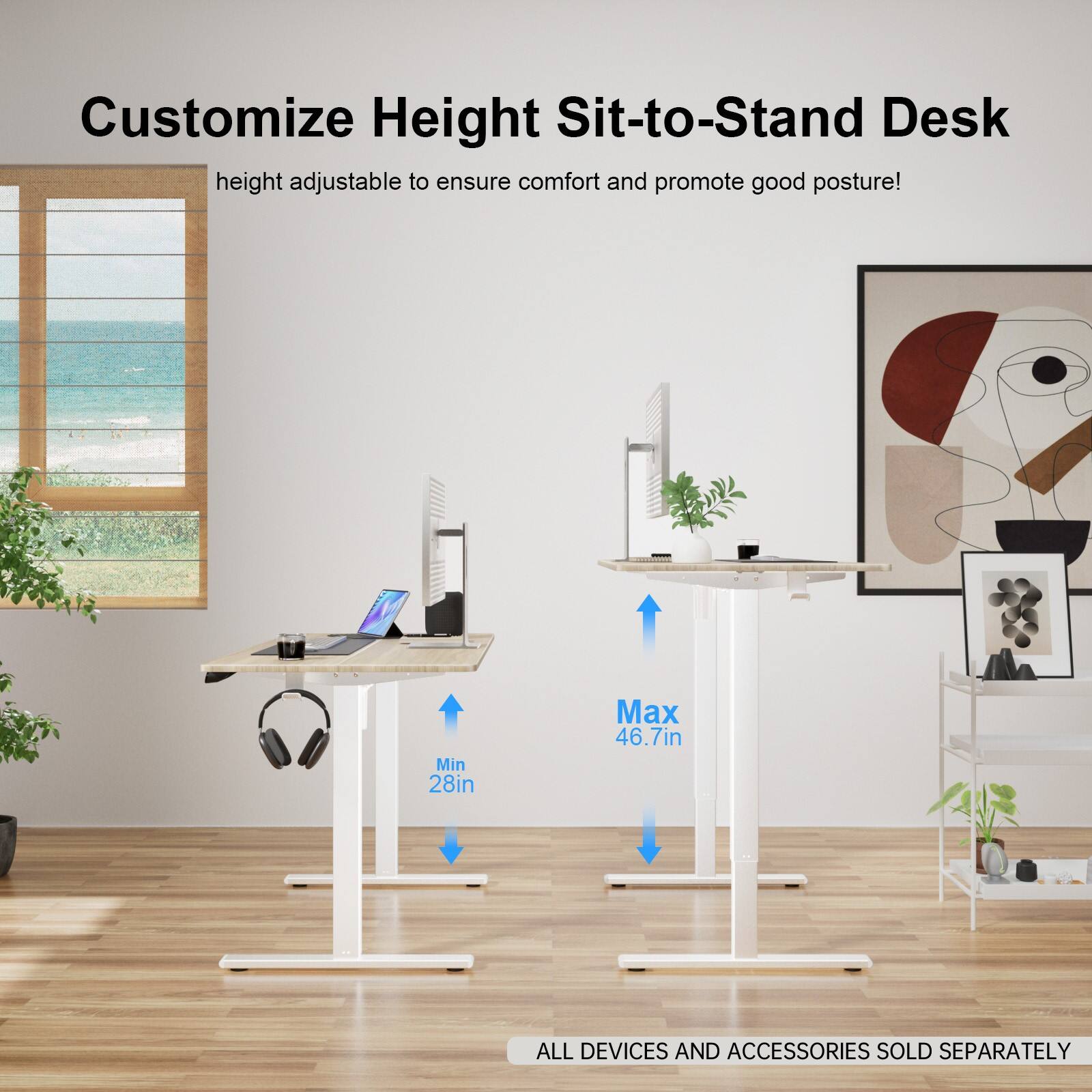HUANUO Adjustable Standing Desk 40″ x 24″ Natural HNESD67N Best Buy