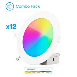 Infibrite - 6-Inch Wifi RGB + CW Recessed LED Downlight, 12W, 1100 Lumens, App Dimmable, Wet Rated (Set of 12) - Smart