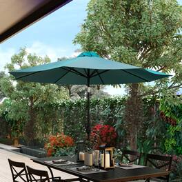 Emma + Oliver - 9' Outdoor Patio Umbrella-Crank & Tilt Function - 1.5" Diameter Steel Pole - Teal