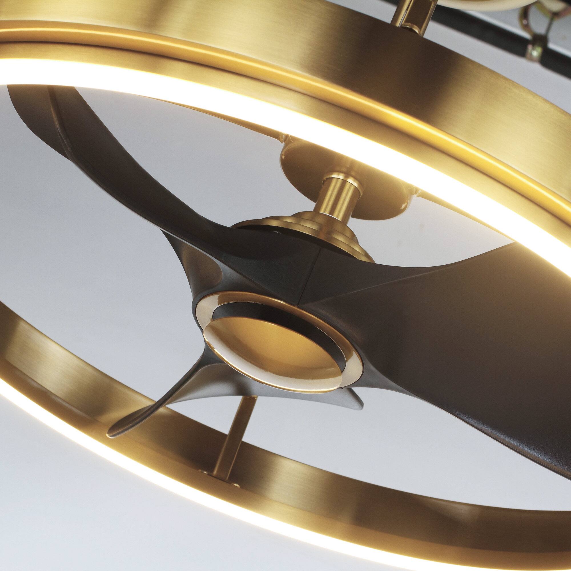 Alt View 8. Parrot Uncle - 27" Modern Brass LED Ceiling Fan with Remote Control - Brass.