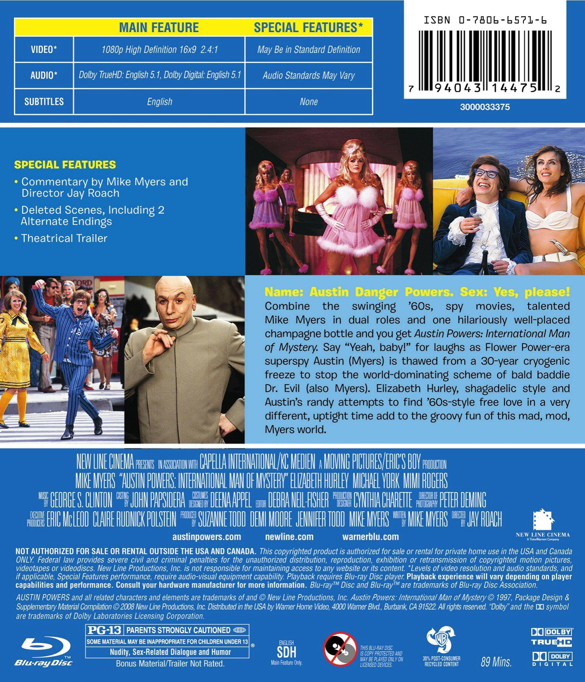 Back. Austin Powers: International Man of Mystery [Blu-ray].
