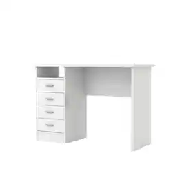 FurniFact - Desk with 4 Drawers - Modern Office Desk for Storage and Productivity - White